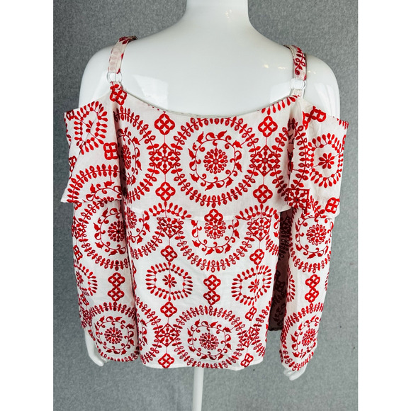 INC International Concepts Womans Sz Small Blouse Embroidered Long Sleeve Red - Picture 7 of 9